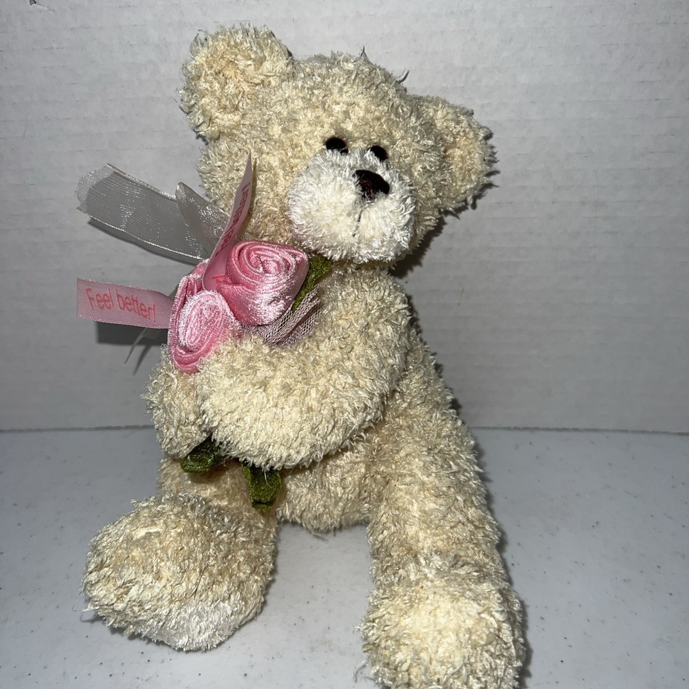 Vtg 1991 Gund Original Feel Better Bear Plush‎ 15211 Pink Roses 10" Stuffed Toy